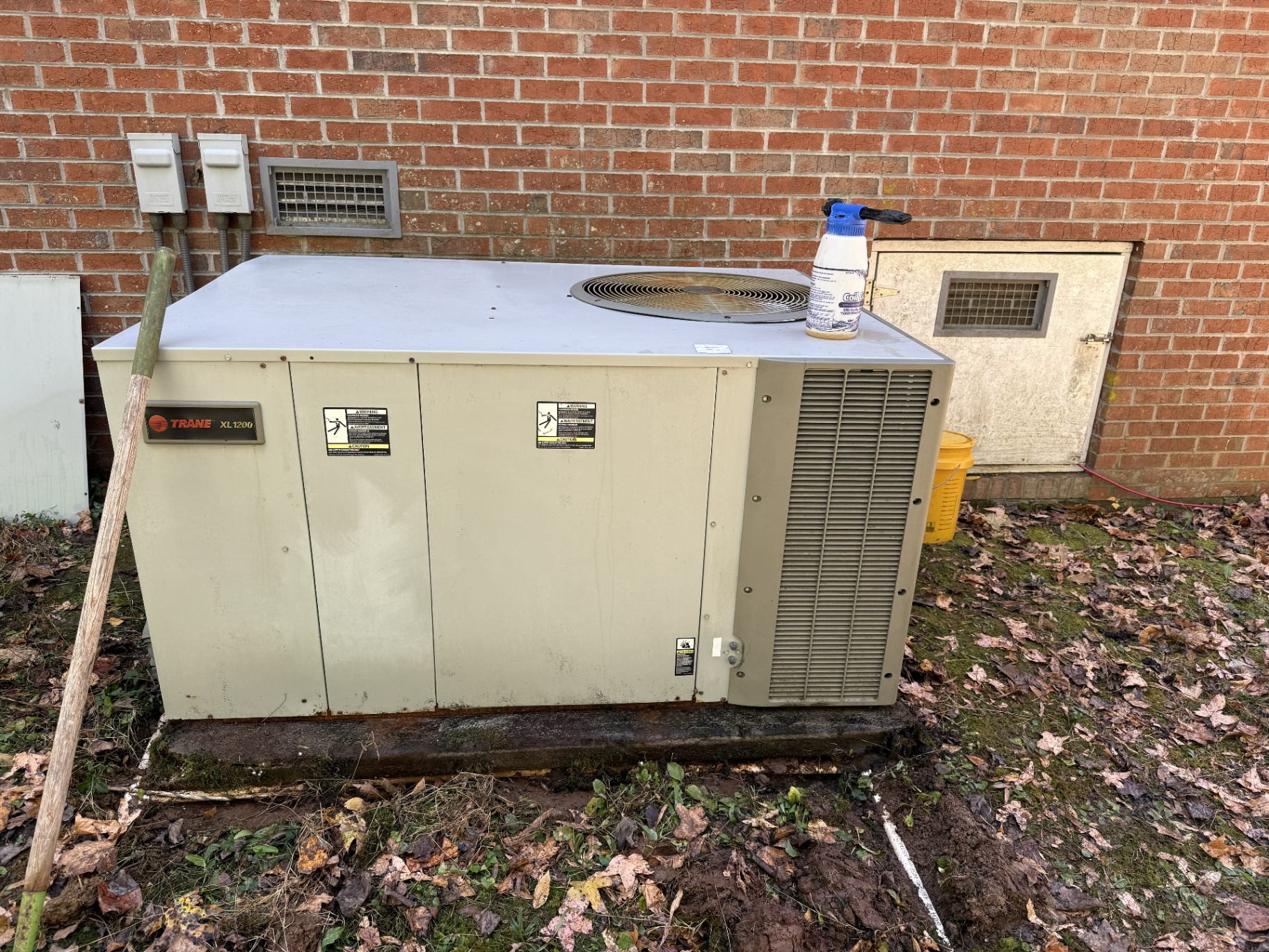 Restored Trane XL1200 packaged HVAC unit after professional cleaning and tune-up