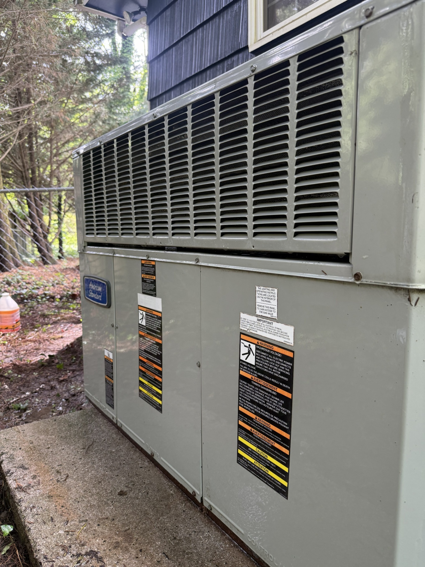 American Standard packaged HVAC unit serviced by Cranfield Services in Chattanooga
